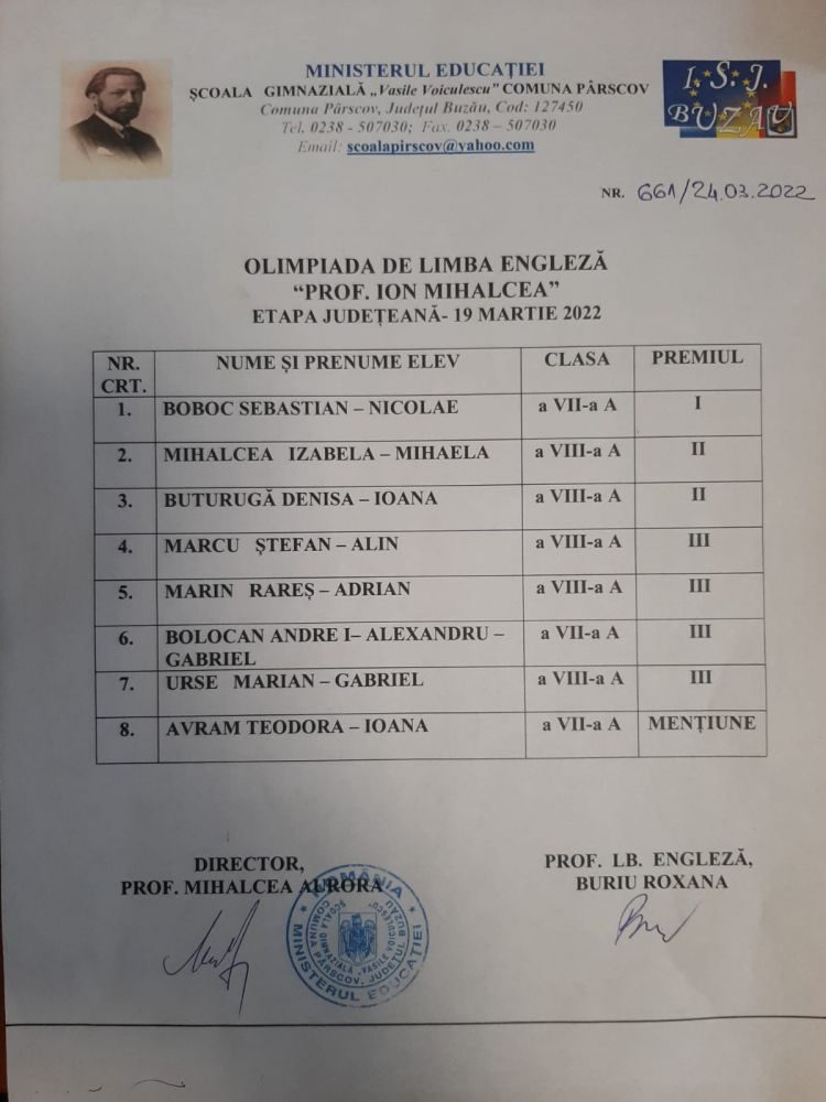 Rezultate Olimpiada de Limba Engleză